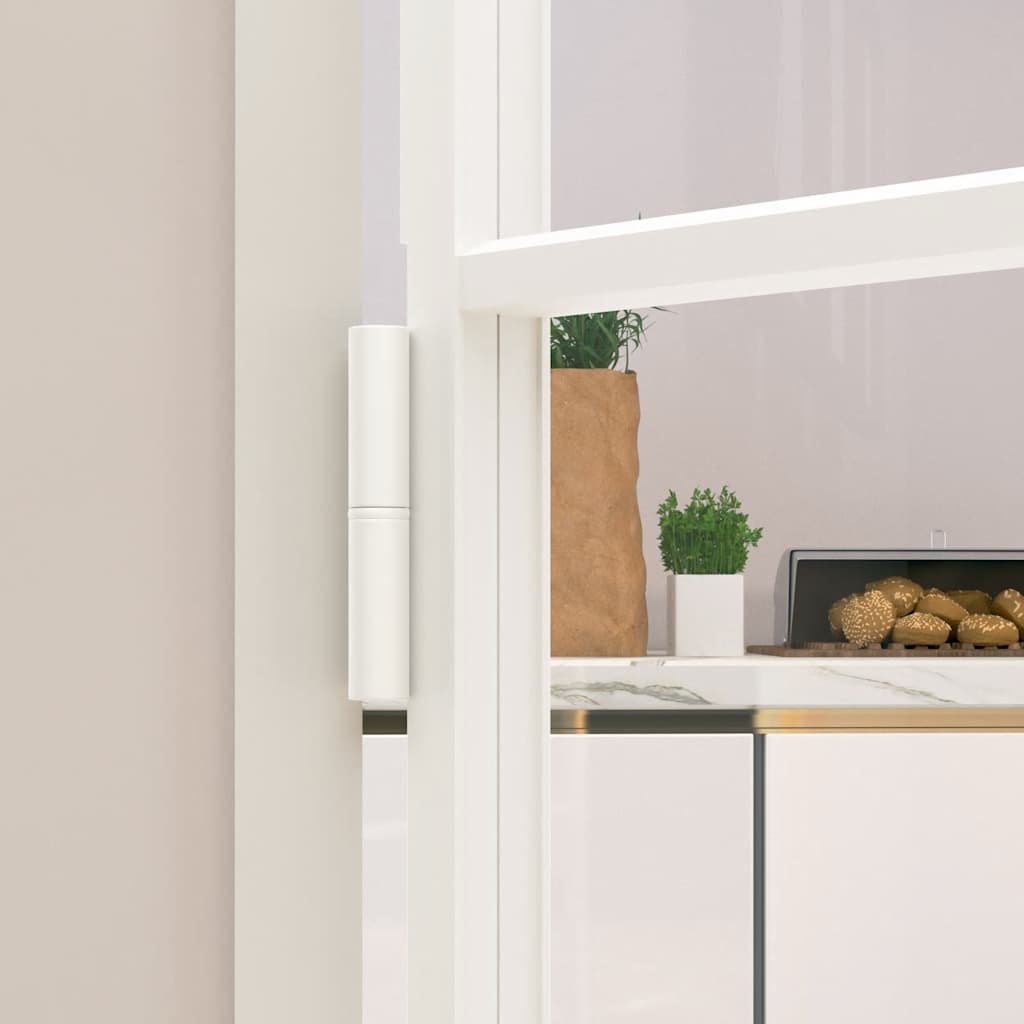 Interior Door White 102x201.5 cm Tempered Glass&Aluminium Slim