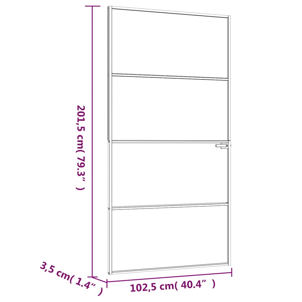 Interior Door White 102x201.5 cm Tempered Glass&Aluminium Slim
