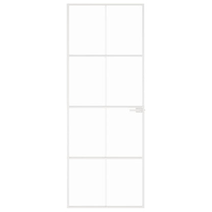 Interior Door White 76x201.5 cm Tempered Glass&Aluminium Slim