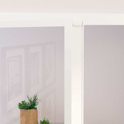 Interior Door White 76x201.5 cm Tempered Glass&Aluminium Slim