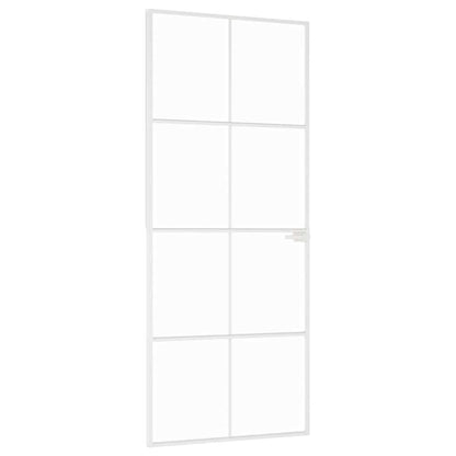 Interior Door White 83x201.5 cm Tempered Glass&Aluminium Slim