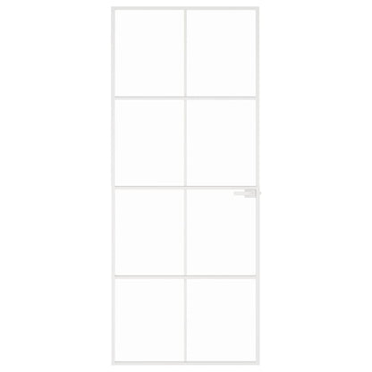 Interior Door White 83x201.5 cm Tempered Glass&Aluminium Slim