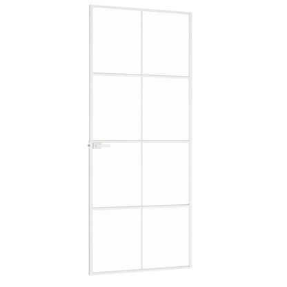 Interior Door White 83x201.5 cm Tempered Glass&Aluminium Slim