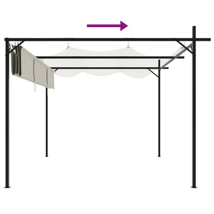 Pergola with Retractable Roof Cream 295x292x230 cm