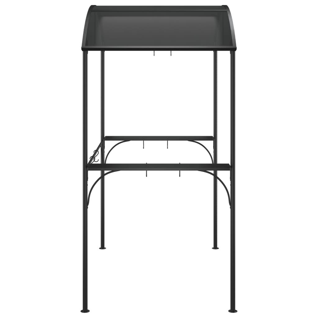 BBQ Gazebo with Side Shelves Anthracite 86.6"x45.3"x90.6" Steel