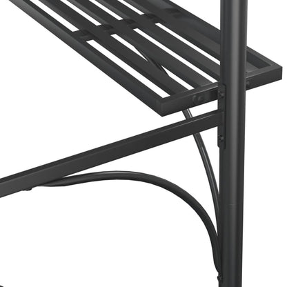 BBQ Gazebo with Side Shelves Anthracite 86.6"x45.3"x90.6" Steel