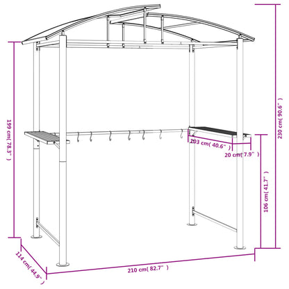 BBQ Gazebo Anthracite Steel Large Seats Many BBQ Gazebo