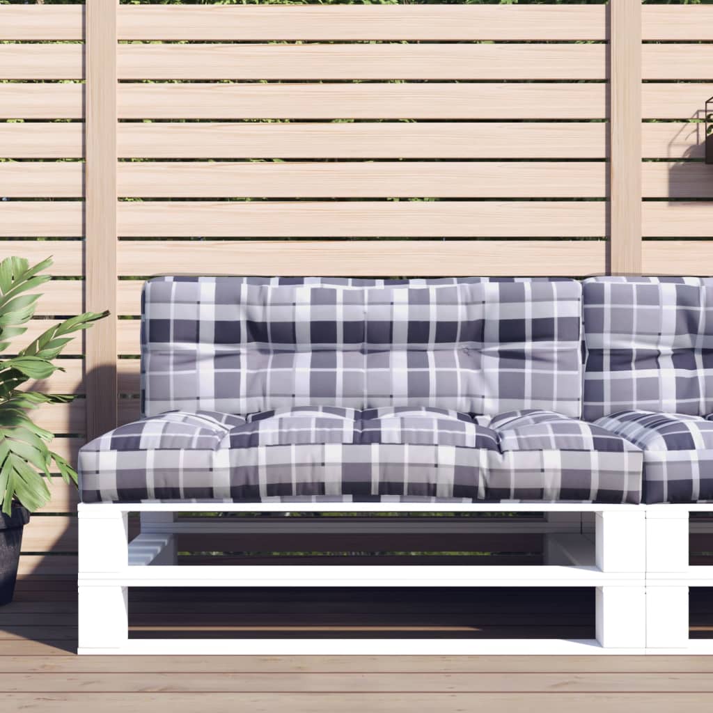 Pallet Cushion Grey Check Pattern 120x40x12 cm Fabric