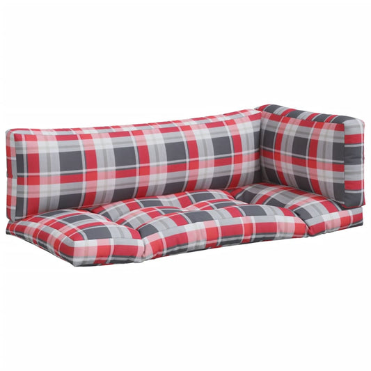 Pallet Cushions 3 pcs Red Check Fabric