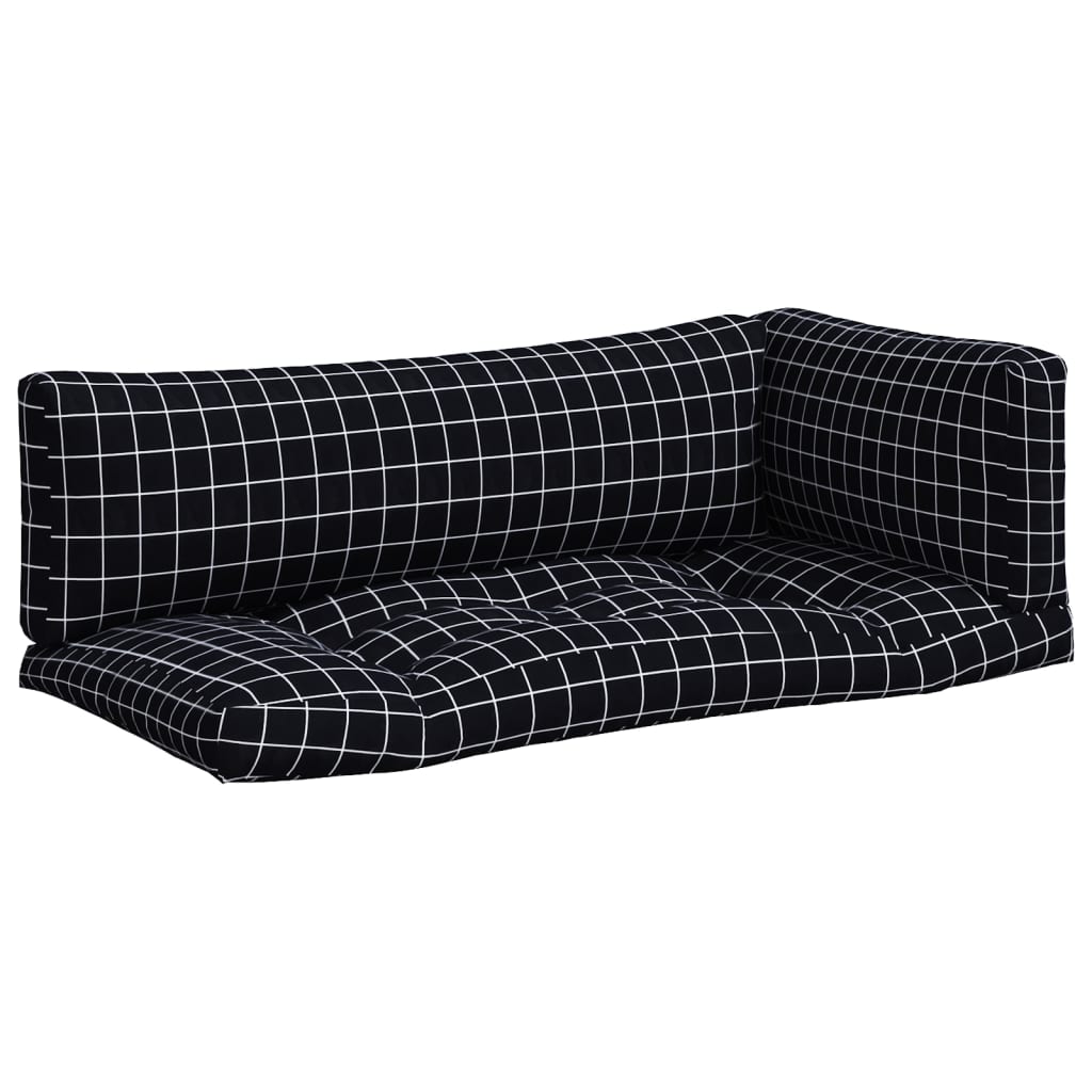 Pallet Cushions 3 pcs Black Check Pattern Oxford Fabric