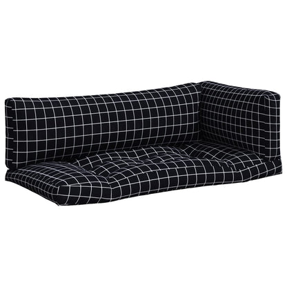 Pallet Cushions 3 pcs Black Check Pattern Oxford Fabric