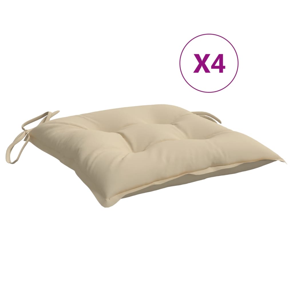 Chair Cushions 4 pcs Beige 15.7"x15.7"x2.8" Oxford Fabric