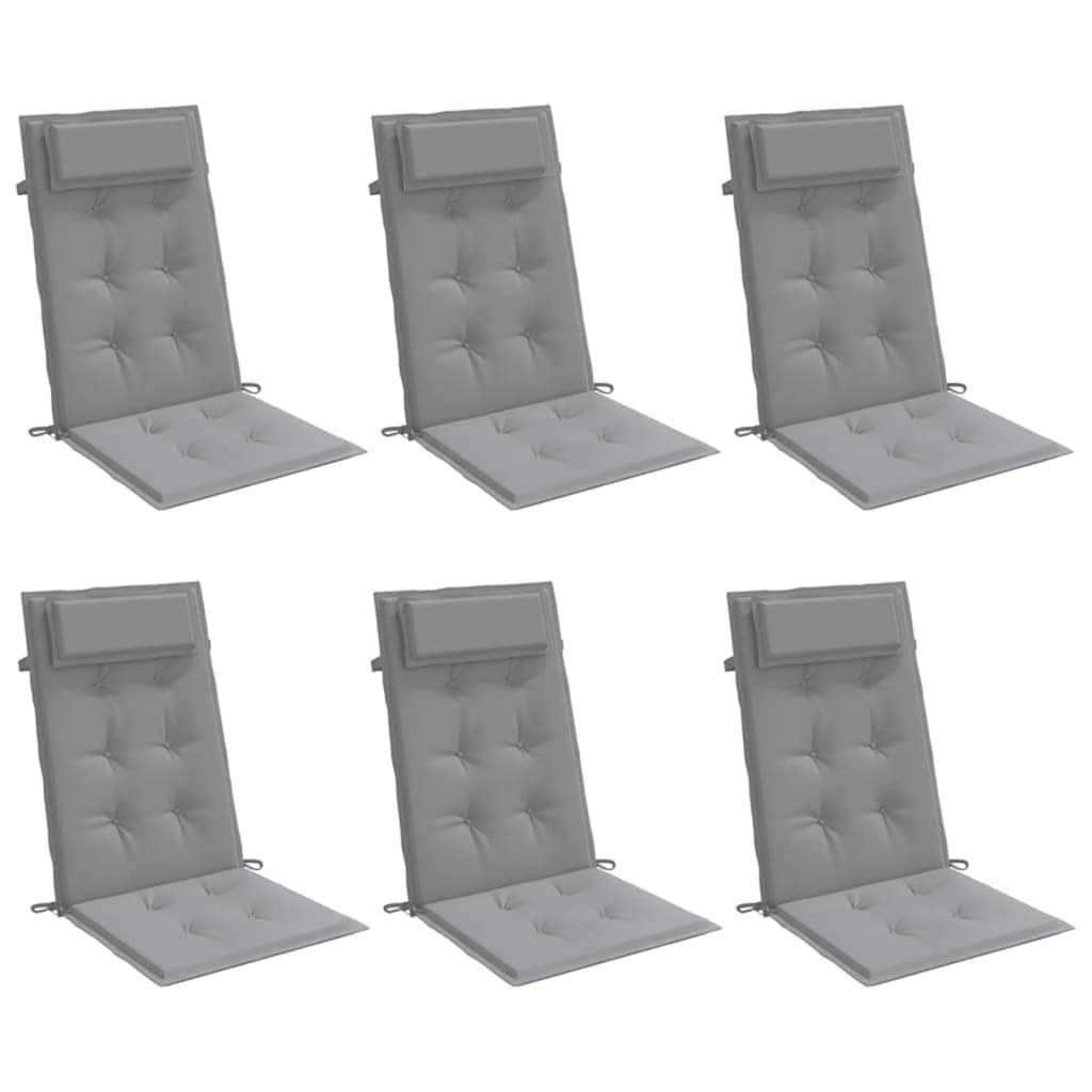 Highback Chair Cushions 6 pcs Gray Oxford Fabric