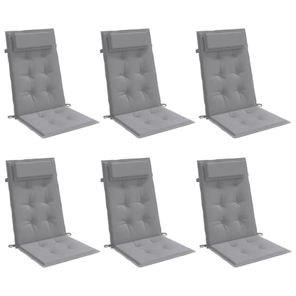 Highback Chair Cushions 6 pcs Gray Oxford Fabric