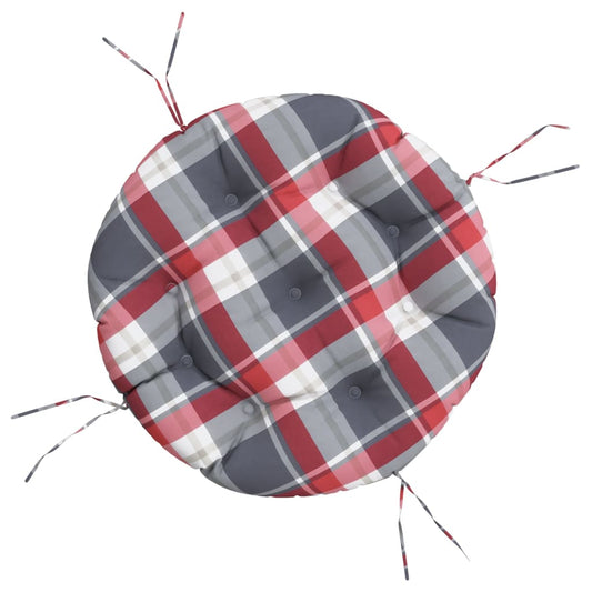 Round Cushion Red Check Pattern Ø 60 x11 cm Oxford Fabric