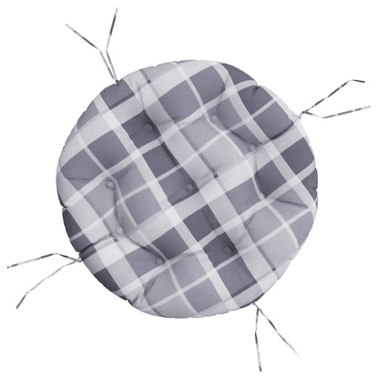 Round Cushion Grey Check Pattern Ø 60 x11 cm Oxford Fabric