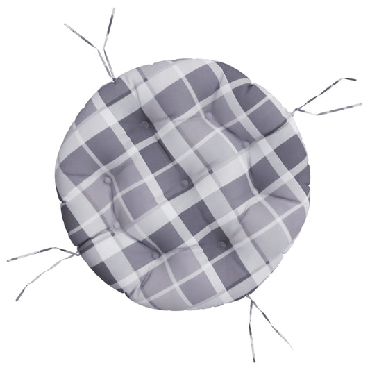 Round Cushion Grey Check Pattern Ø 60 x11 cm Oxford Fabric