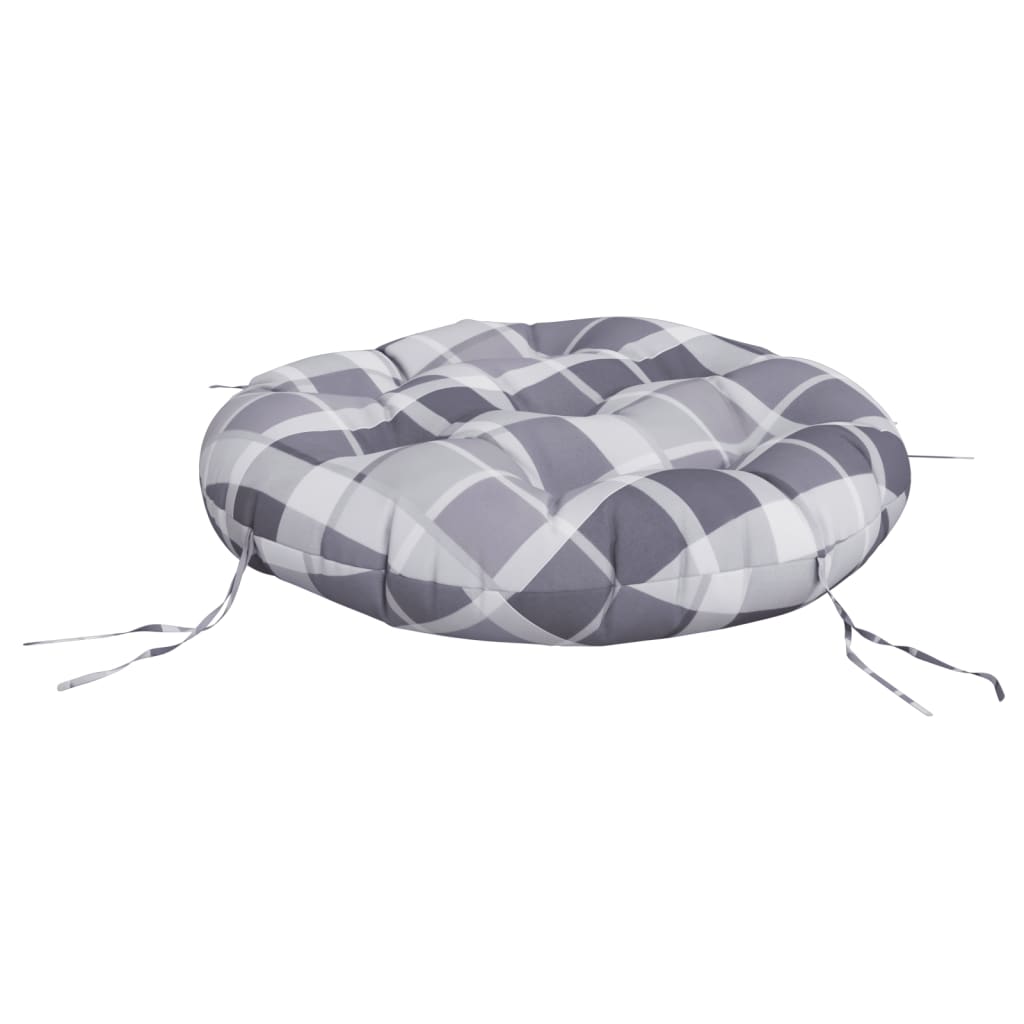 Round Cushion Grey Check Pattern Ø 60 x11 cm Oxford Fabric