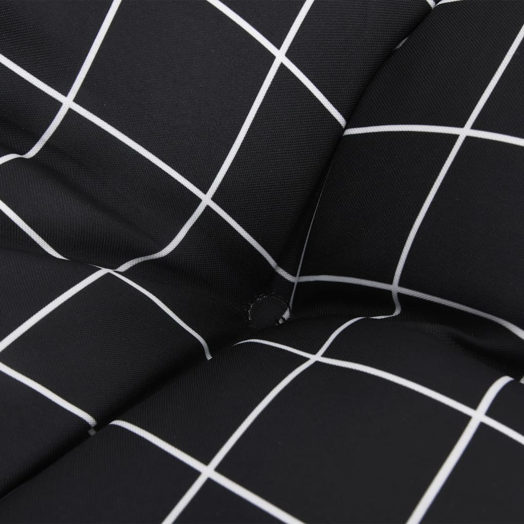 Round Cushion Black Check Pattern Ø 60 x11 cm Oxford Fabric