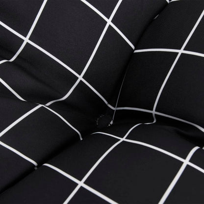 Round Cushion Black Check Pattern Ø 60 x11 cm Oxford Fabric