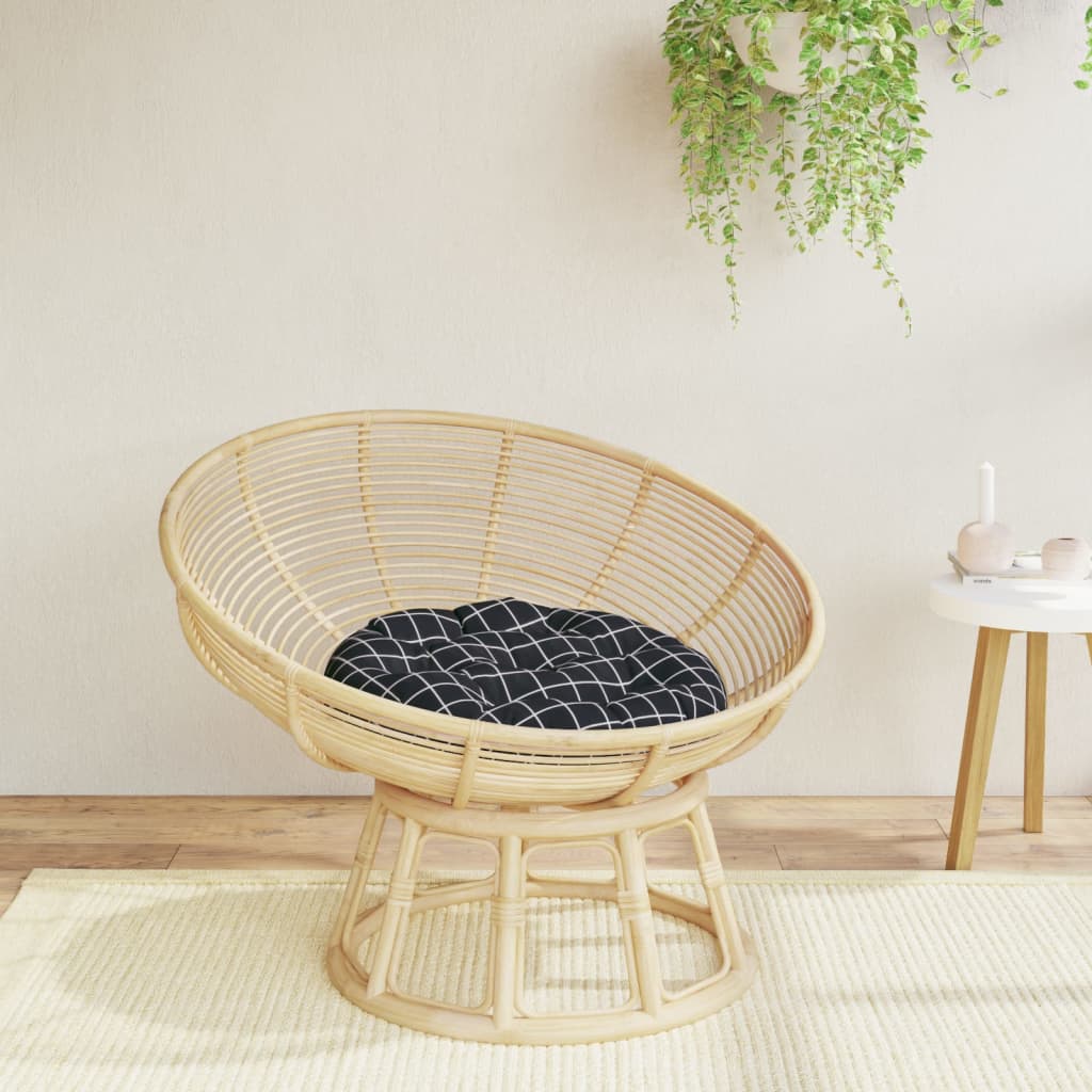 Round Cushion Black Check Pattern Ø 60 x11 cm Oxford Fabric