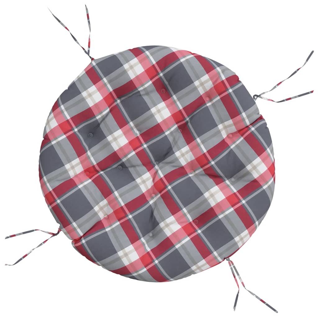 Round Cushion Red Check Pattern Ø 100 x11 cm Oxford Fabric