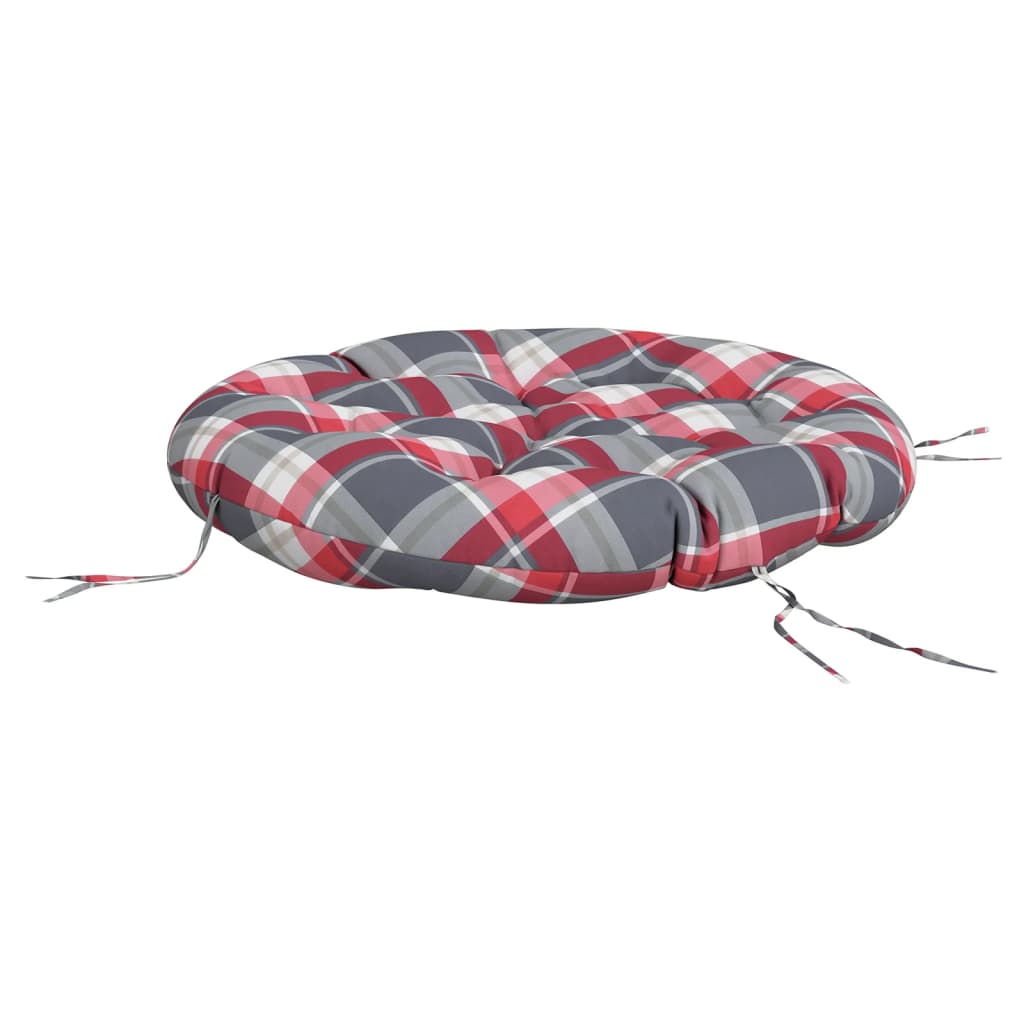 Round Cushion Red Check Pattern Ø 100 x11 cm Oxford Fabric