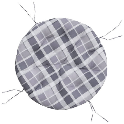 Round Cushion Grey Check Pattern Ø 100 x11 cm Oxford Fabric