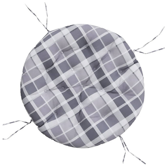 Round Cushion Grey Check Pattern Ø 100 x11 cm Oxford Fabric