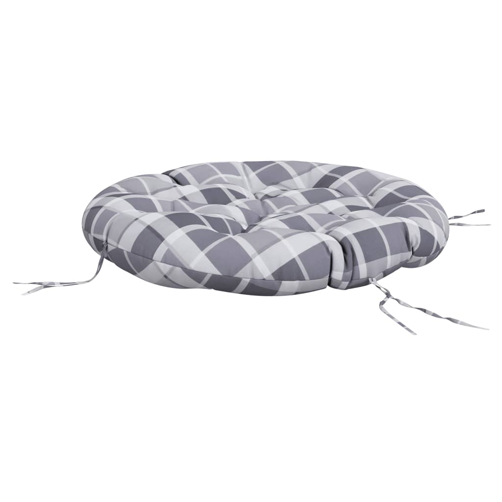 Round Cushion Grey Check Pattern Ø 100 x11 cm Oxford Fabric
