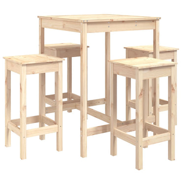 5 Piece Garden Bar Set Solid Wood Pine