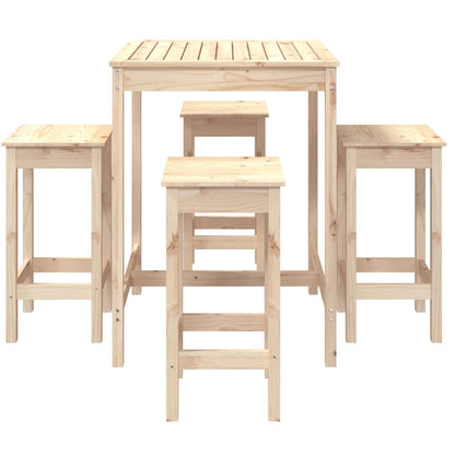 5 Piece Garden Bar Set Solid Wood Pine