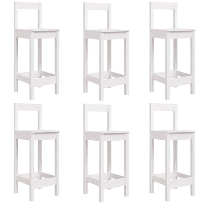 7 Piece Garden Bar Set White Solid Wood Pine