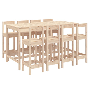 9 Piece Garden Bar Set Solid Wood Pine