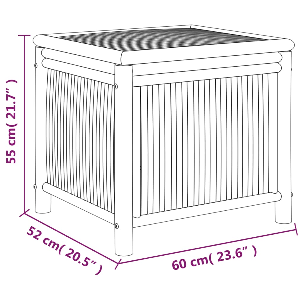 Garden Storage Box 60x52x55cm Bamboo