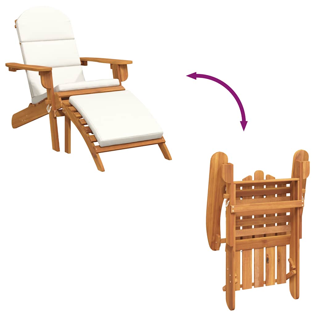 Adirondack Patio Chair with Footrest Solid Wood Acacia