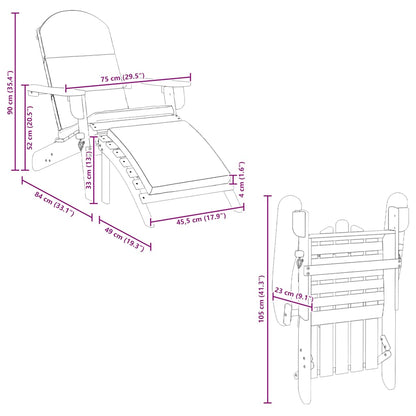 Adirondack Patio Chair with Footrest Solid Wood Acacia