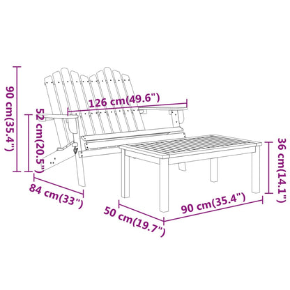 2 Piece Adirondack Garden Lounge Set Solid Wood Acacia