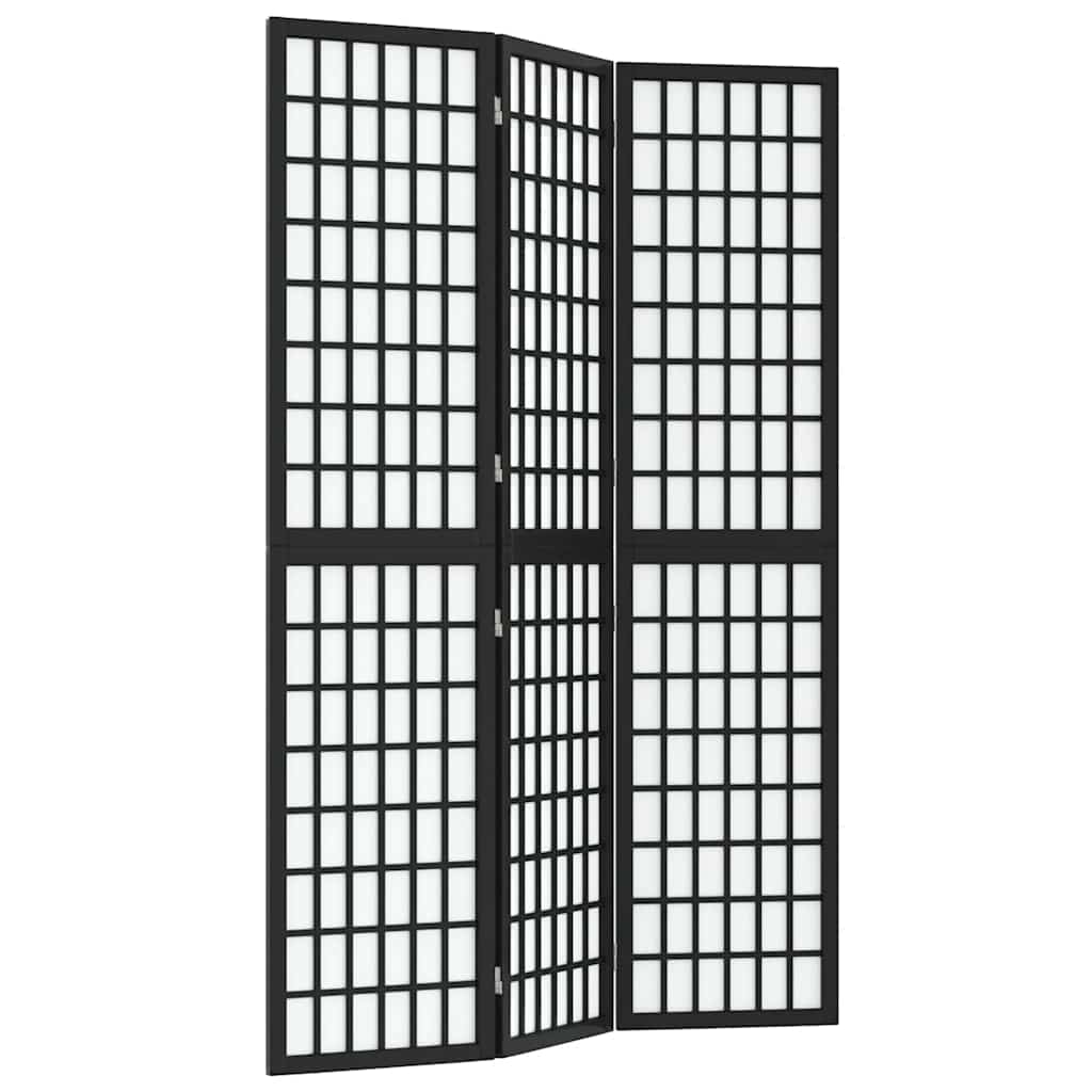 Folding 3-Panel Room Divider Japanese Style 120x170 cm Black