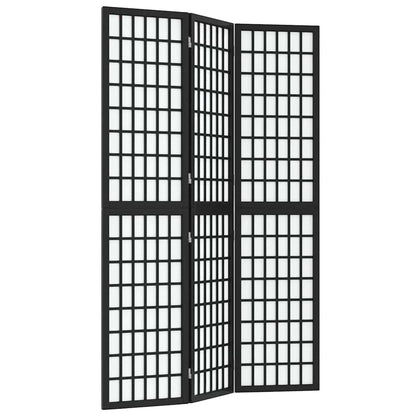 Folding 3-Panel Room Divider Japanese Style 120x170 cm Black