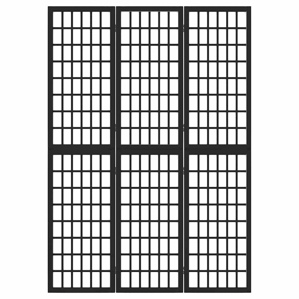 Folding 3-Panel Room Divider Japanese Style 120x170 cm Black