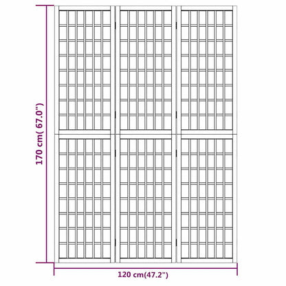 Folding 3-Panel Room Divider Japanese Style 120x170 cm Black