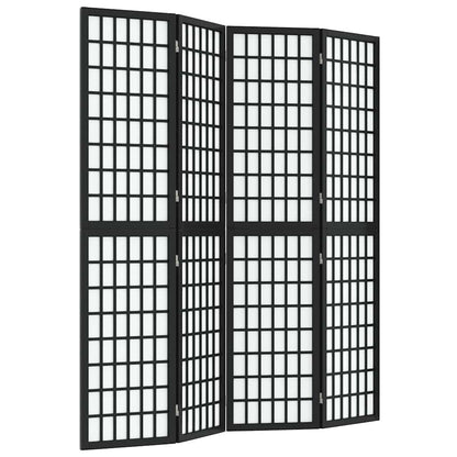 Folding 4-Panel Room Divider Japanese Style 160x170 cm Black