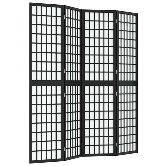 Folding 4-Panel Room Divider Japanese Style 160x170 cm Black