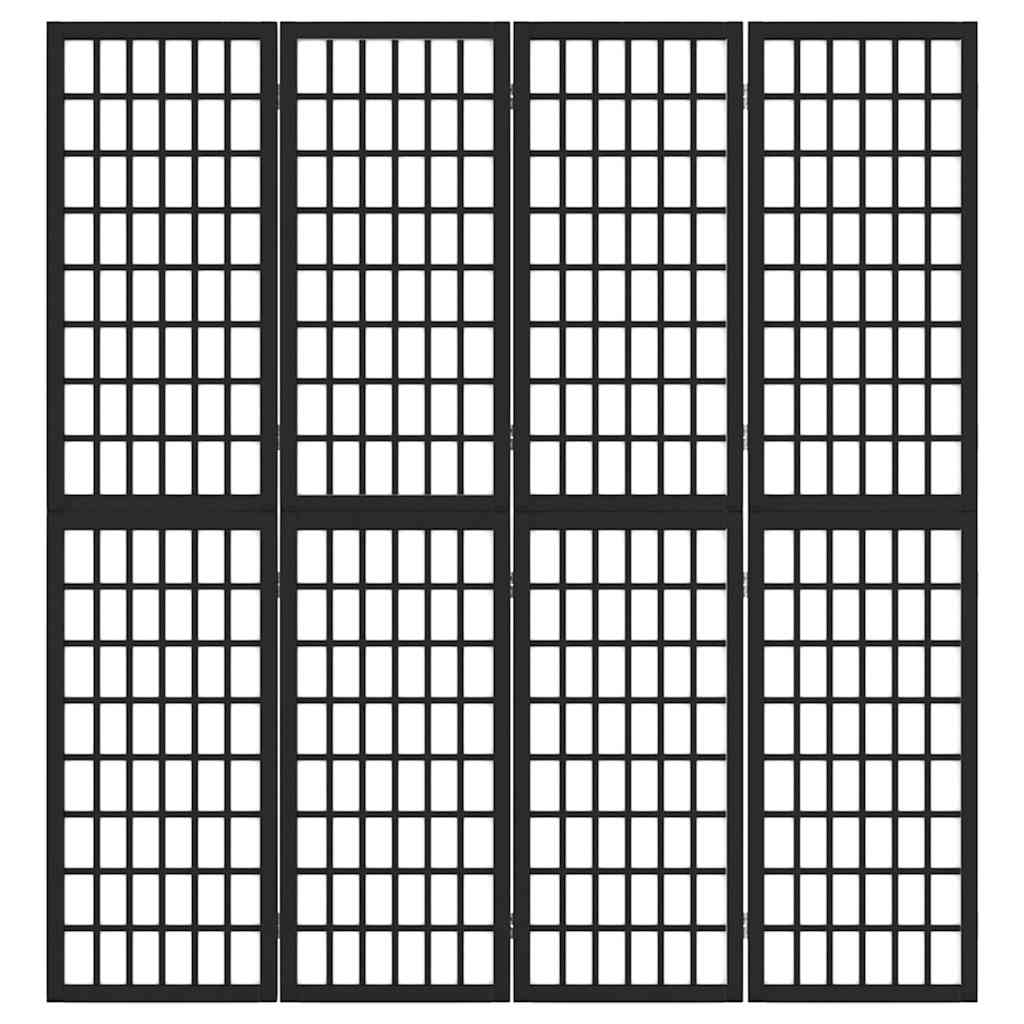 Folding 4-Panel Room Divider Japanese Style 160x170 cm Black