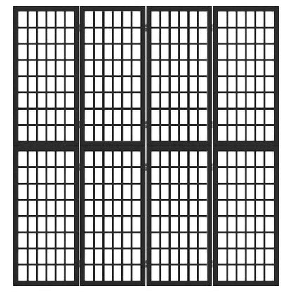 Folding 4-Panel Room Divider Japanese Style 160x170 cm Black