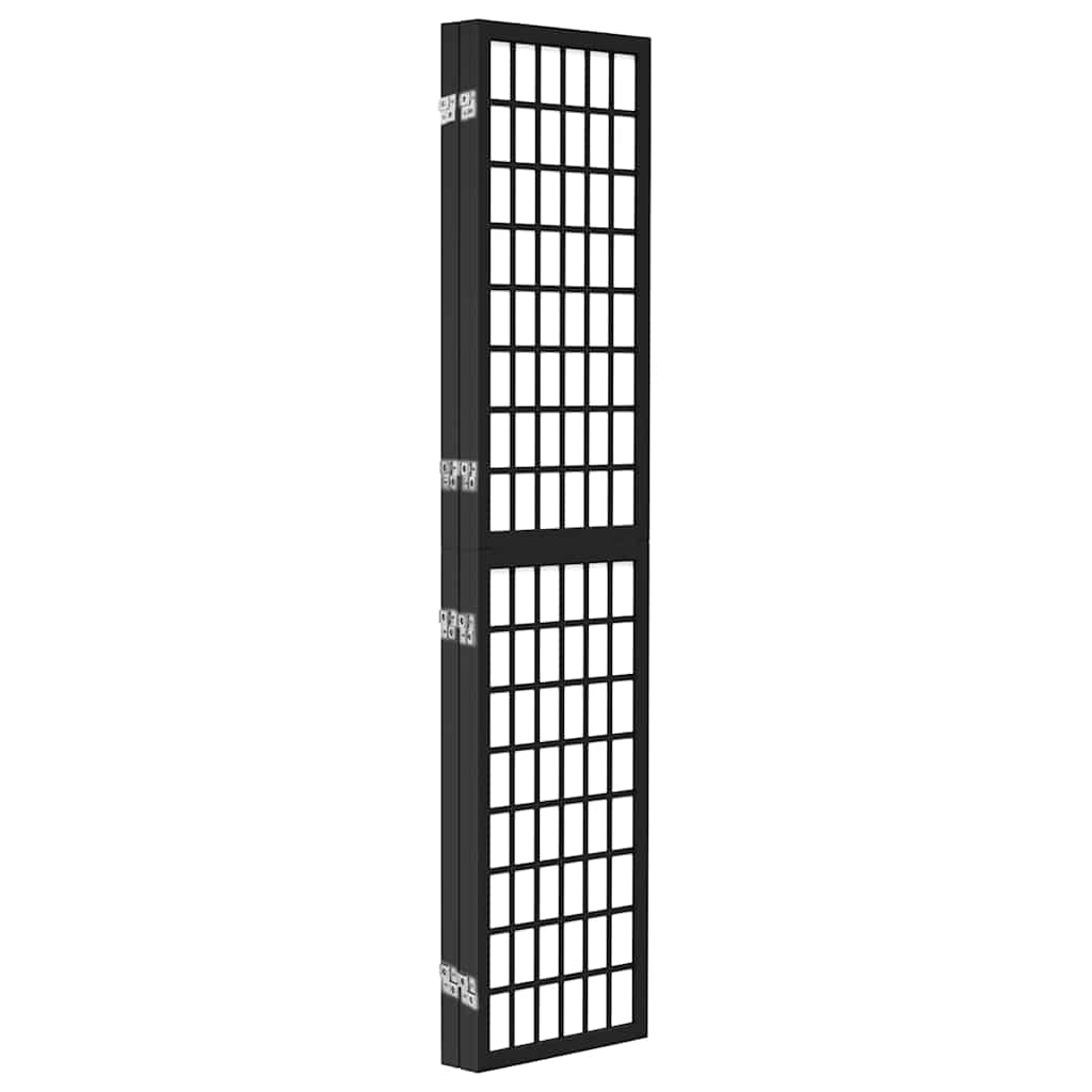 Folding 4-Panel Room Divider Japanese Style 160x170 cm Black