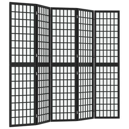 Folding 5-Panel Room Divider Japanese Style 200x170 cm Black