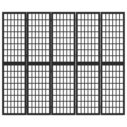 Folding 5-Panel Room Divider Japanese Style 200x170 cm Black