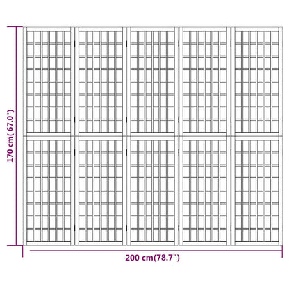 Folding 5-Panel Room Divider Japanese Style 200x170 cm Black
